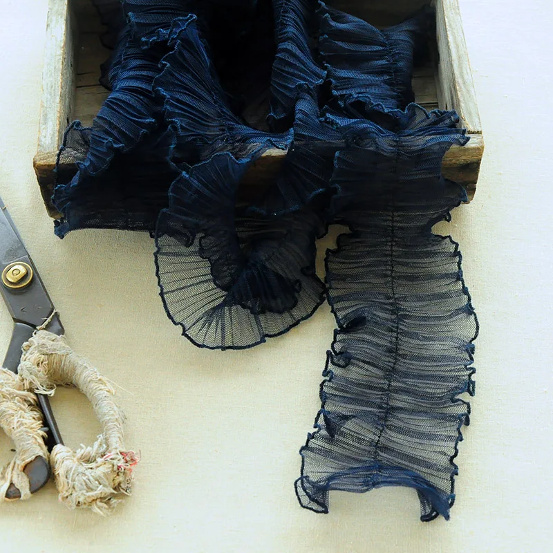 Плиссированная кружевная ткань из тюлевой сетки лента с бахромой для рукоделия