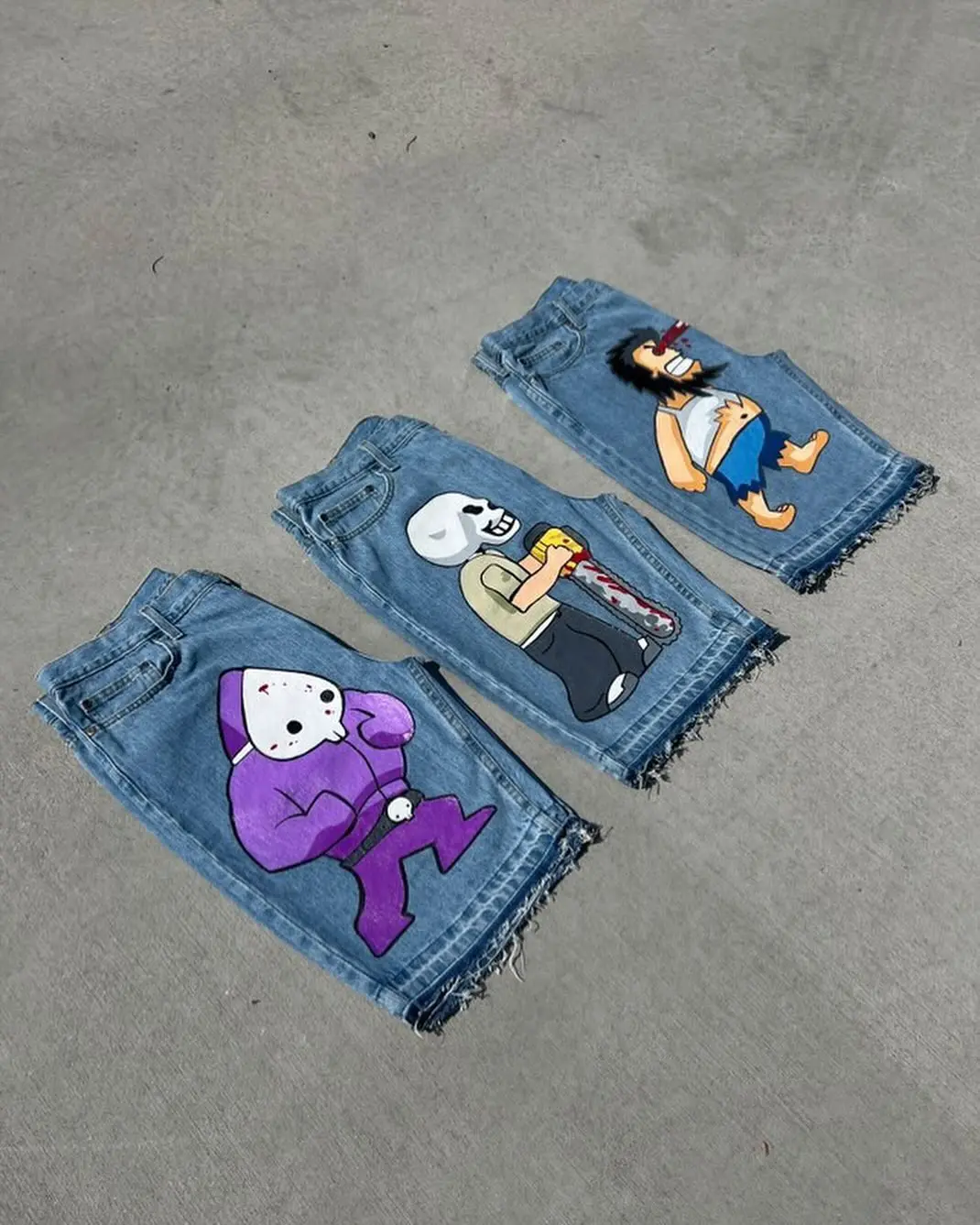 Джинсовые шорты Anime Y2K голубые мужские женские