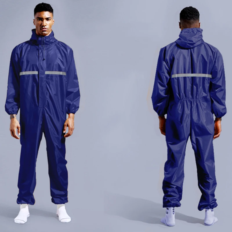 Conjoined Raincoat Coverall Hat Oil-Resistant Work Safety Biker Men's Raincoat Rain Cover Jacket Impermeables Waterproof Suit