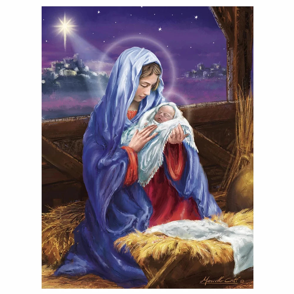 

Diamond painting nativity cross stitch 5D DIY diamond embroidery mosaic Easter holiday decorative painting