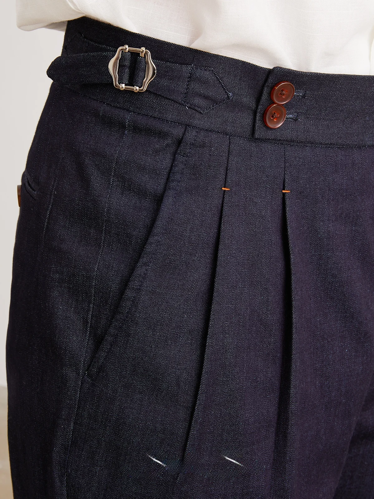 Suitsee New Naples Italian Sle Retro Suit trousers Men's Business Casual Straight High Waist Trousers |