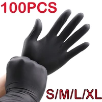 100 pack black disposable nitrile gloves kitchen food grade waterproof allergy free pvc household gardening safety work gloves