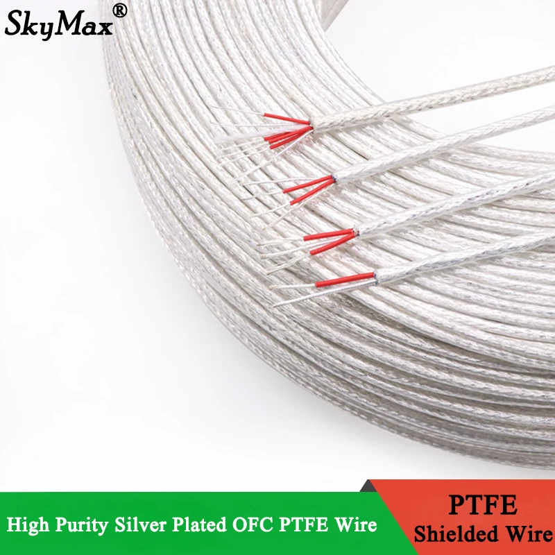 

0.15~0.5mm High Purity Silver Plated OFC PTFE Shielded Wire 2 3 4 6 cores Hifi Audio DIY Amplifier Speaker Headphone Line Cable