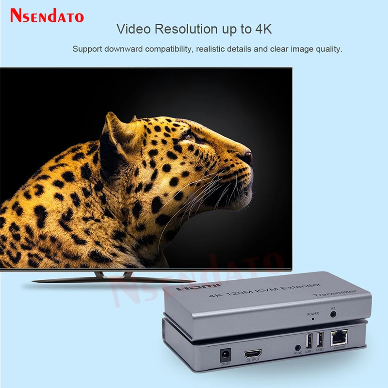 KVM Extender HDMI RJ45 4K 120m With USB Audio over Cat6 Ethernet For Mouse Keyboard |