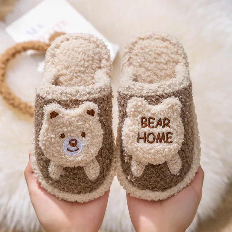 Winter Kids Shoes Indoor Cute Little Bear House Slippers Girls Boys Floor Cotton Slippers Cartoon Children Home Shoes 4-12 Years