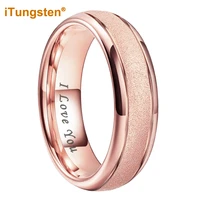 itungsten 6mm 8mm sandblasted rose gold tungsten ring for men women engagement wedding band i love you engraved comfort fit