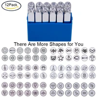 12 pack 6mm design stamps metal punch stamp mixed shapes stamping tool case electroplated hard carbon steel tools pattern 6mm
