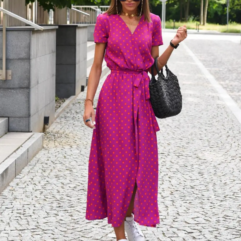 

Lady Midi Dress Beautiful Lace Up Split High Waist Summer Beach Dress Female Clothes Lady Dress Lady Dress