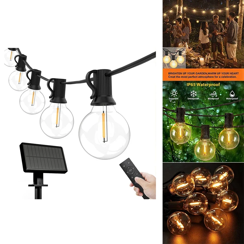

G40 Solar String Lights Outdoor Patio Lights Solar Powered Waterproof Globe Hanging Lights With Shatterproof