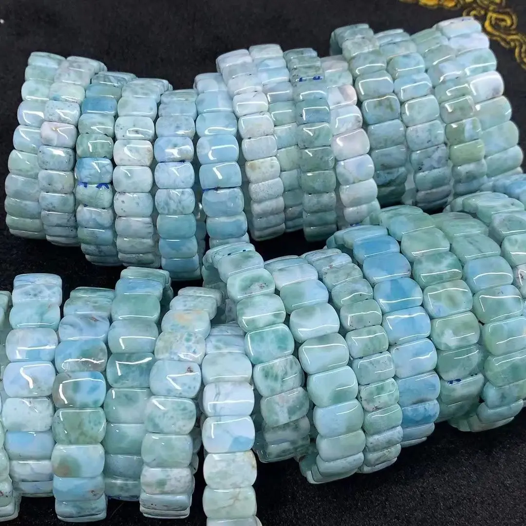

Natural Larimar/Copper Pectolite Beads Bracelet Dominicana Genuine Larimar Gemstone Bangle for Woman for Gift for wholesale