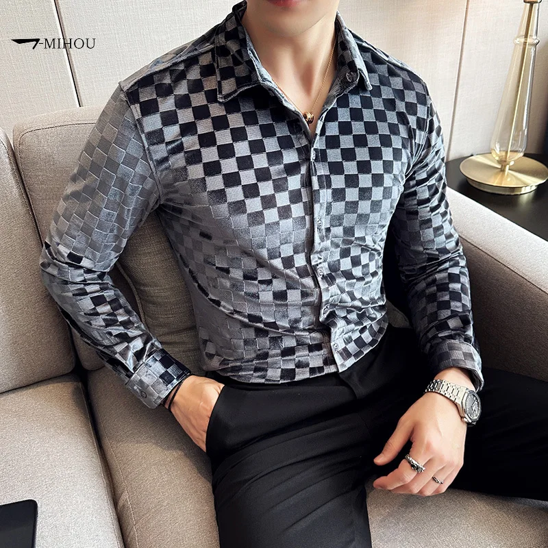 

2024 new Autumn winter men's skinny suit suit business shirts formal business Solid Color Shirts Comfortable Clothes