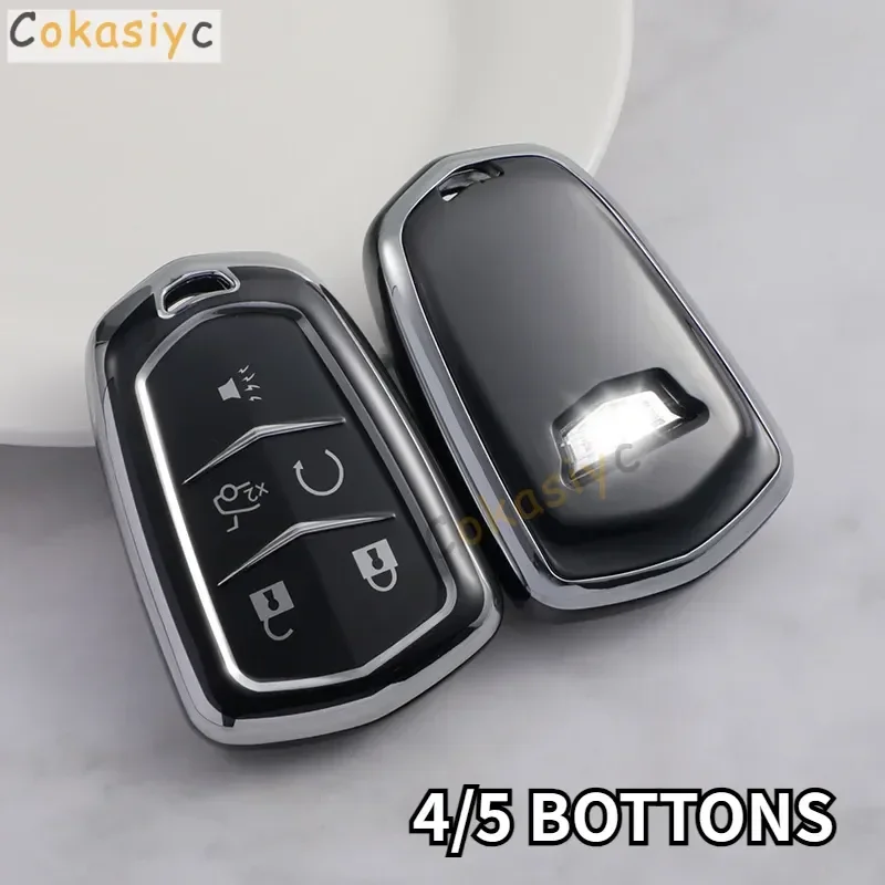 Серебристый чехол для автомобильного ключа из ТПУ Cadillac ATS CT6 CTS DTS XT5 Escalade ESV SRX STS XTS