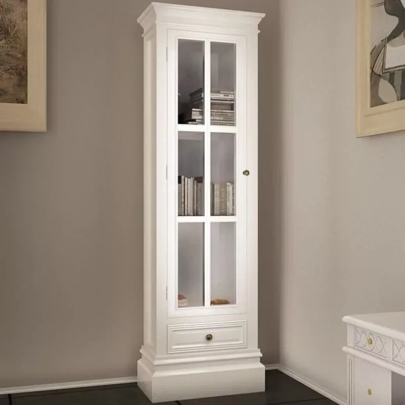 

Modern bookcase with 3 white wooden shelves for your office, living room, bedroom Standing floor-to-ceiling bookcase