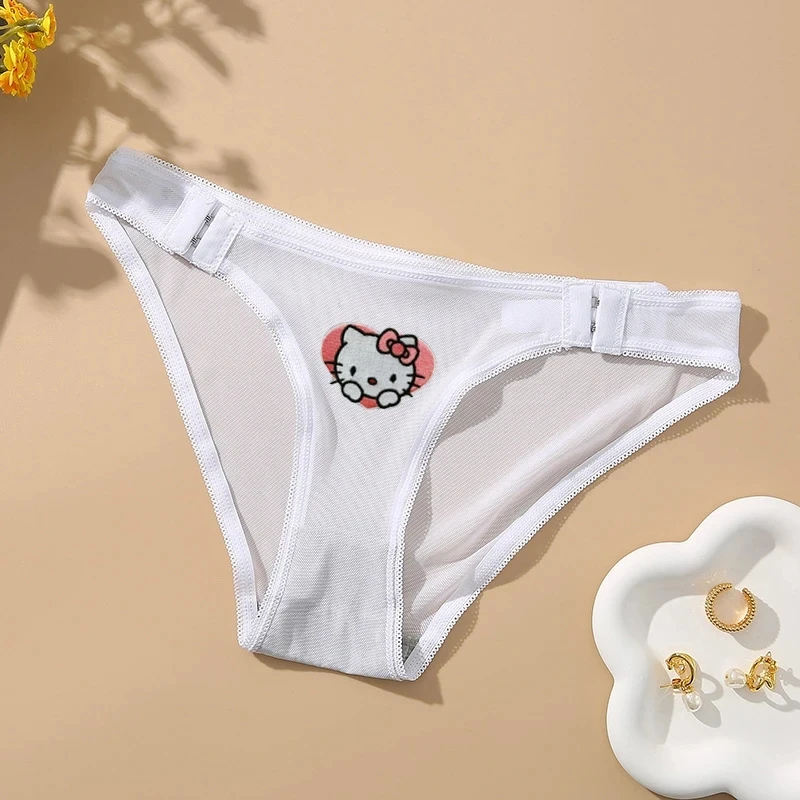 Прозрачные сетчатые трусики Hello Kitty Kuromi с крючком аниме мультяшное кружевное