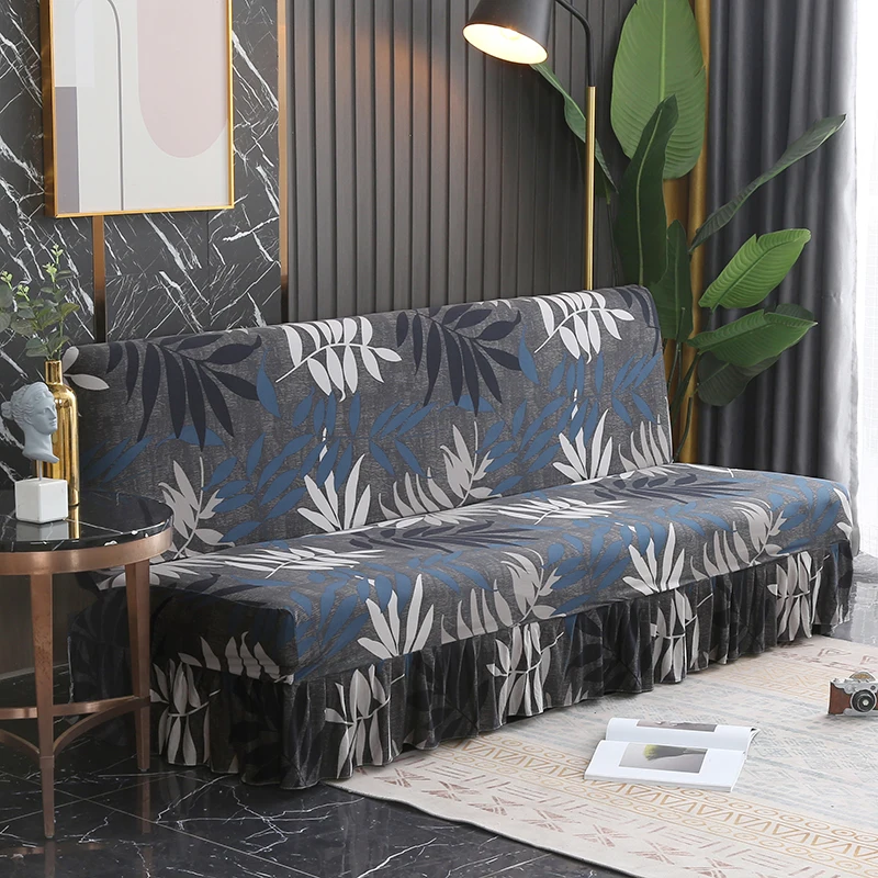 

Sofa bed cover with hem skirt design elastic ottoman cover bench transformable sofa decorate couch living room housse de canapé