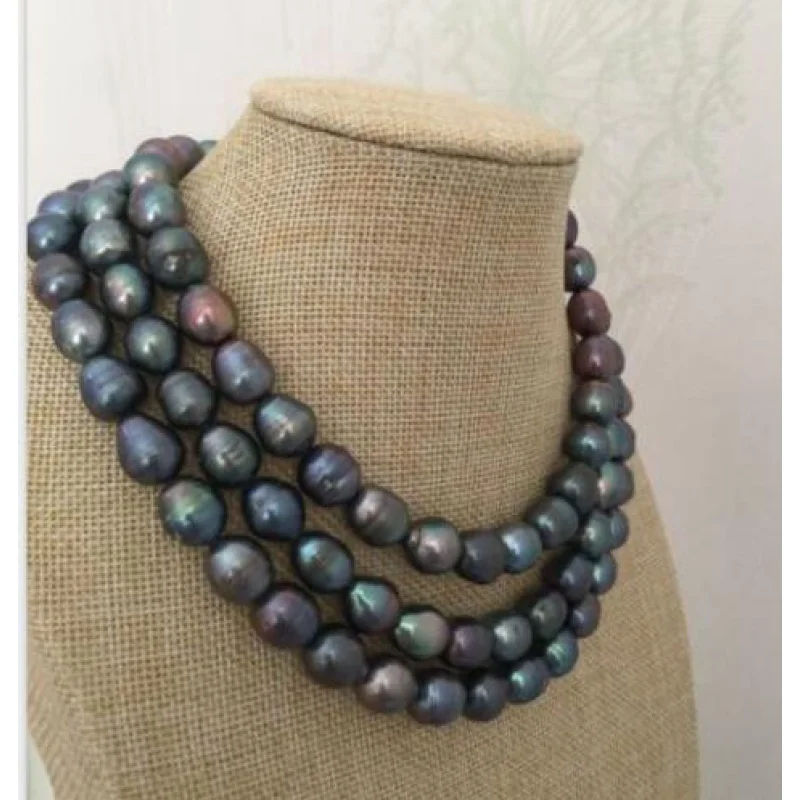 

>>>>9-10mm natural tahitian bla pearl nelace 14K