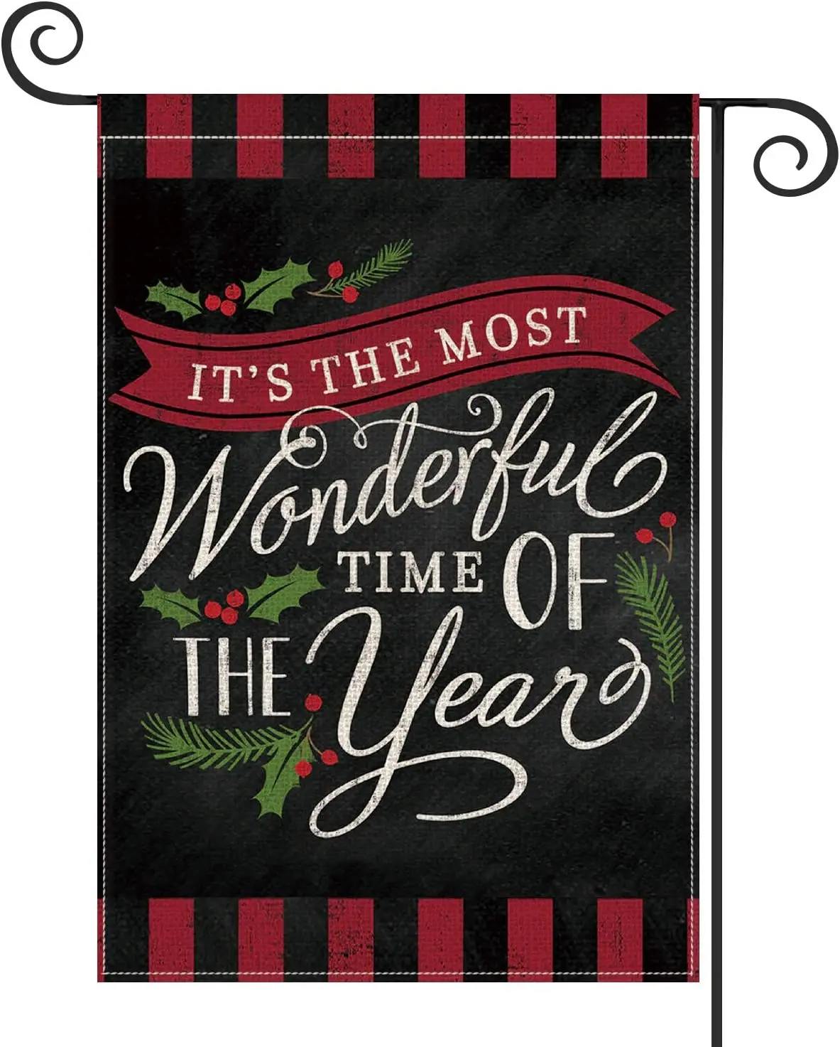

The Most Wonderful Time of The Year Garden Flag Vertical Double Sized Christmas Winter Holiday Outdoor Decoration 12x18 Inch