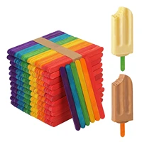 50pcslot wooden craft ice cream sticks colorful pops popsicle sticks natural wood cake tools diy kids handwork art crafts toys