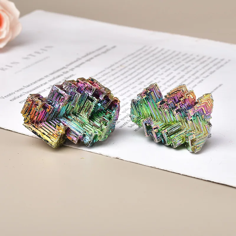 

Natural Green Metal Stone Bismuth Ore Rough Pyramid Beautiful Gift Rainbow Bismuth Specimen Crystal 1Pcs Healing Mineral