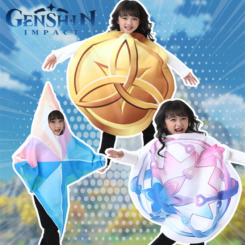 

Game Genshin Impact косплей одежда Primagems смешная одежда Mora с переплетением судьба для взрослых и детей аниме косплей