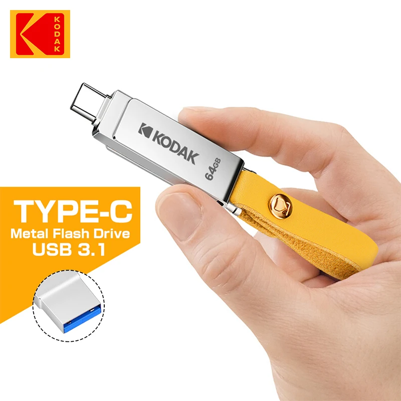 

KODAK K243C OTG 2 IN 1 Pen Drive 32GB Type C USB 3.1 Memory Stick 64GB Pendrive 128GB USB Flash Pen Metal For Type-C Macbook