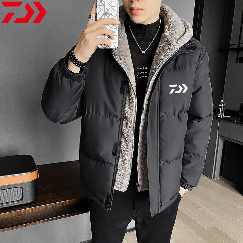 

Daiwa 2024 New Men Warm Fishing Jacket Hooded Thick Puffer Coat Male High Quality Thermal Winter Mountaineering Fishing Clothes