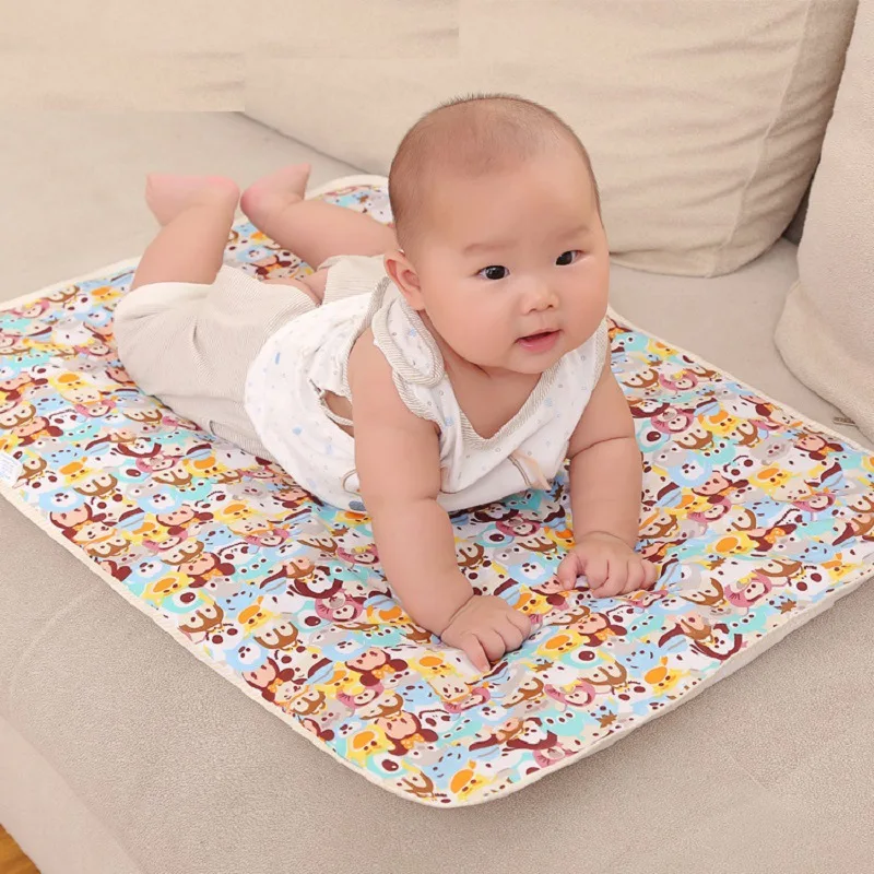 

Infant Newborn Changing Mat Washable Baby Waterproof Urine Pad Toddler Kids Cartoon Cloth Diapers Reusable Breathable Mattress
