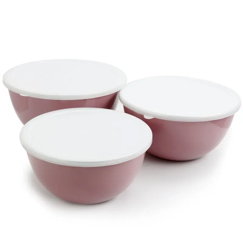 

Cafe Vibes 3 Piece Stack-able Mixing Bowl Set with Lids in Lavender