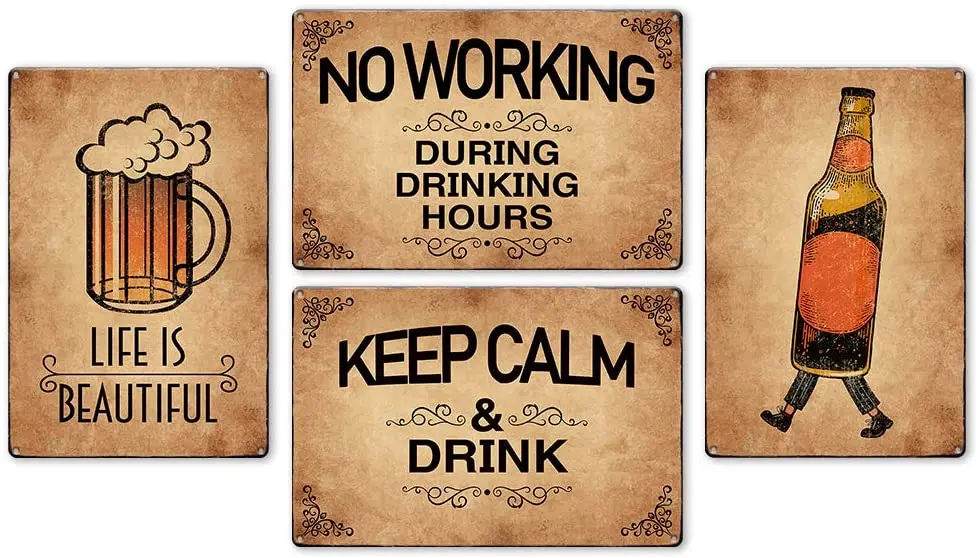 

Винтажный металлический жестяной знак для бара, Забавный металлический оловянный настенный постер для питья пива, вдохновляющий знак для д...