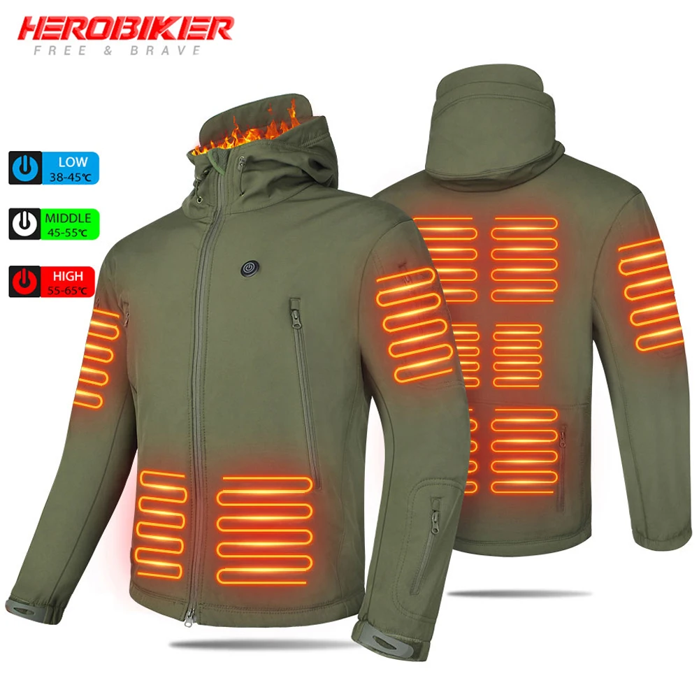 

Heated Jacket Keep Warm Heating Jacket USB Electric Heating Clothes Camping Heated Motorcycle Jacket Hooded Hiking Clothes Men