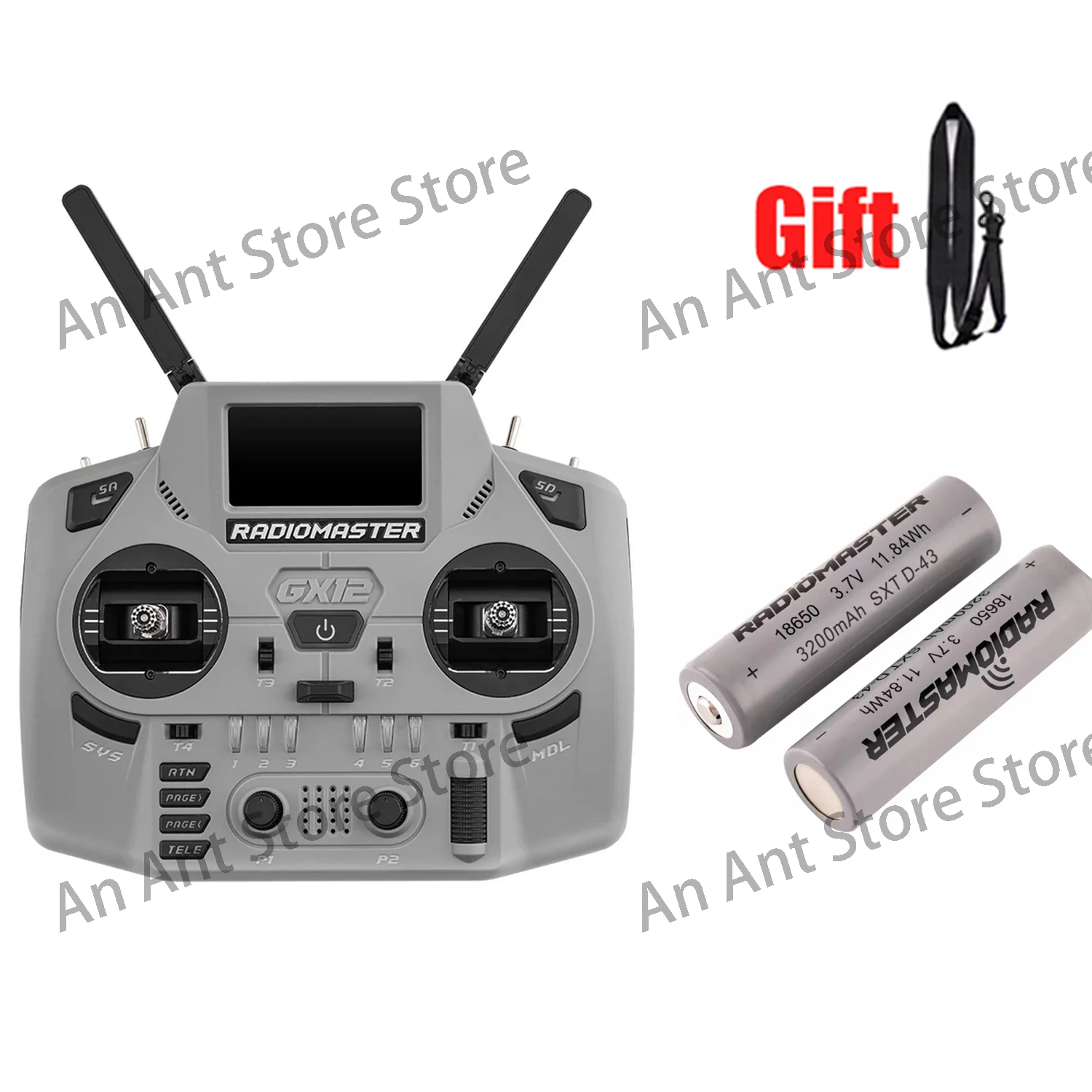 Radiomaster GX12 Crush Iron Gray Dual-Band ELRS + 2x 18650 batteries