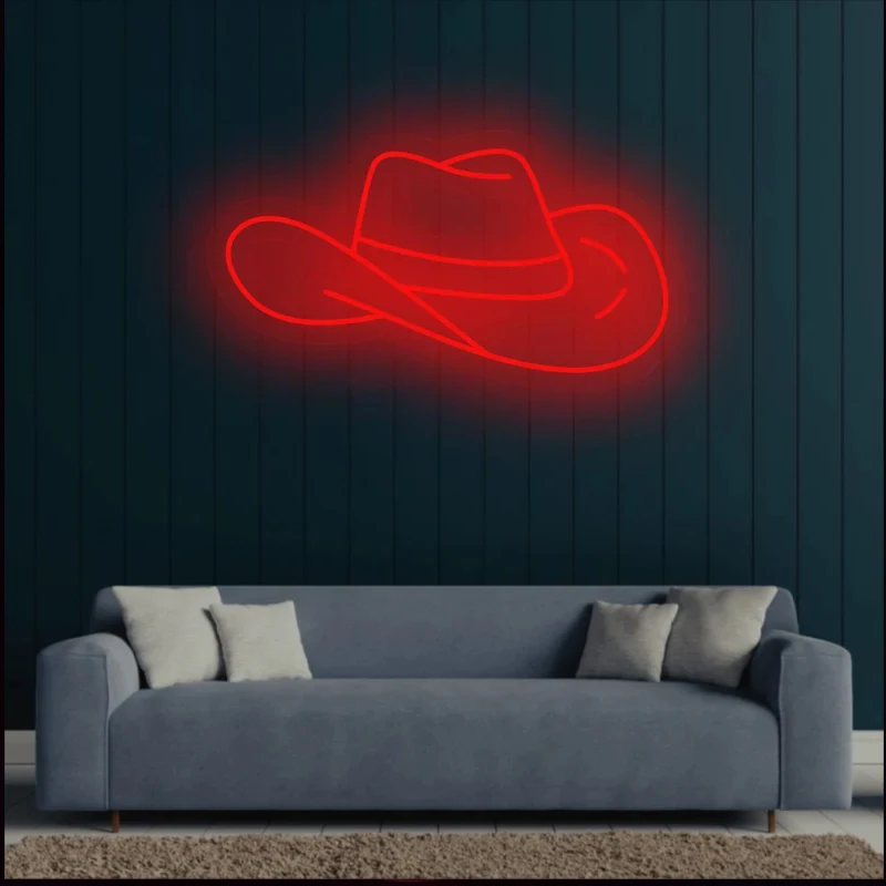 Cowboy Hat Neon Sign Cowboy Led Sign Hat Led Light Western Decor Western Wall Decor Western Home Decor Cowboy Decor