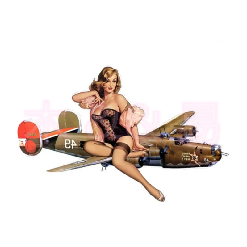 

Sexy Beauty AIRPLANE Sexy PIN UP GIRL JDM Creative Sticker Car Stickers Waterproof Accessories Bumper Decal Car Accessories