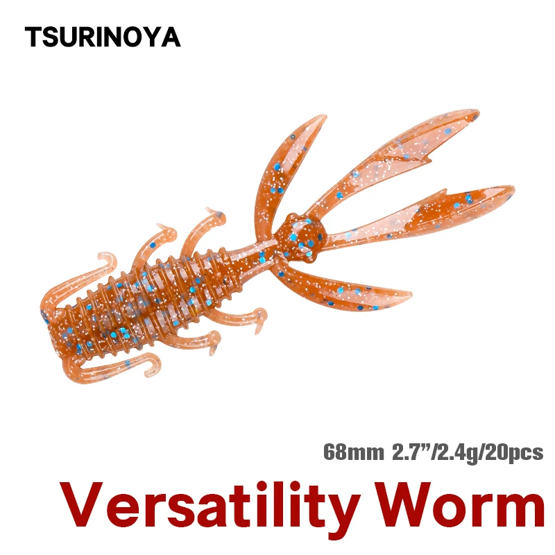 

TSURINOYA Shrimp Soft Fishing Lure 68mm 2.7in 2.4g Set 4 Bags PIONEER Light Game Silicone Bass AJING Versatility Fishing Baits