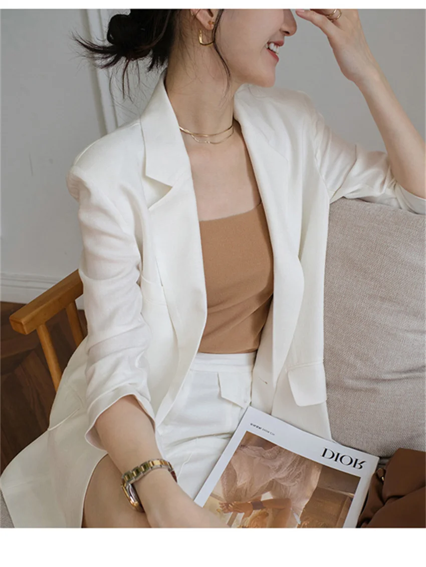 Белые деловые тонкие летние комплекты HziriP Офисная женская модель 2022 свободная