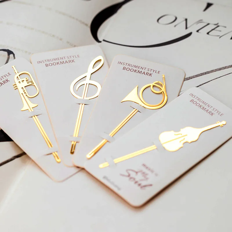 

Pcs/lot Music Gold Instrument School Marcador 40 Bookmarks Mark Style Livros De Supplies Plated Note Book Tool Clip Office