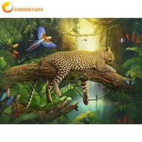 chenistory oil painting by numbers kits diy acrylic paint by numbers leopard animal for adults home decors coloring by numbers