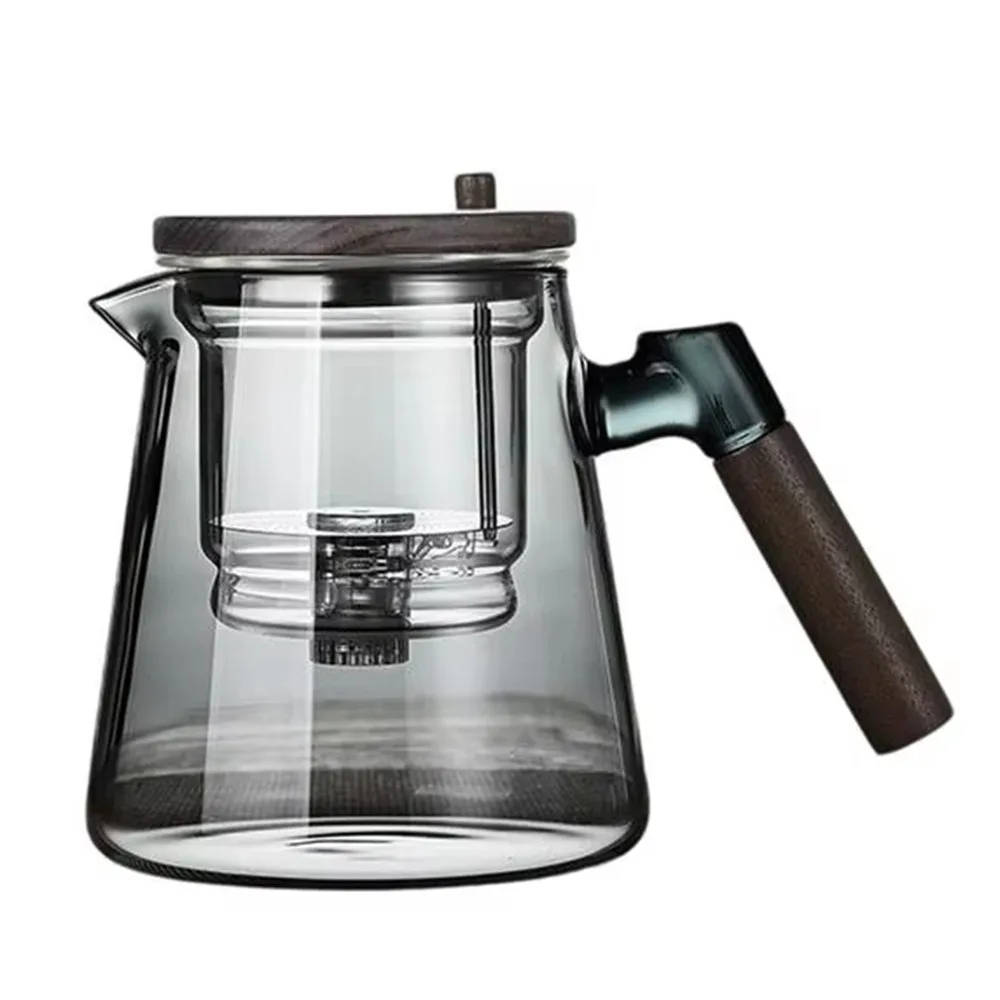 

Креативный волшебный стеклянный чайник, термостойкий, большой емкости, ленивый кунг-фу, капельный чайник с деревянной ручкой, разделение воды для чая