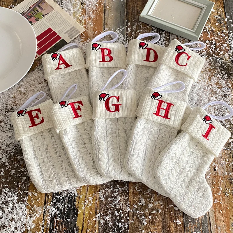

Christmas Letter Socks Ornaments Merry Christmas Decorations for Home Xmas Noel Navidad Stocking Decor Happy New Year Gift Bags