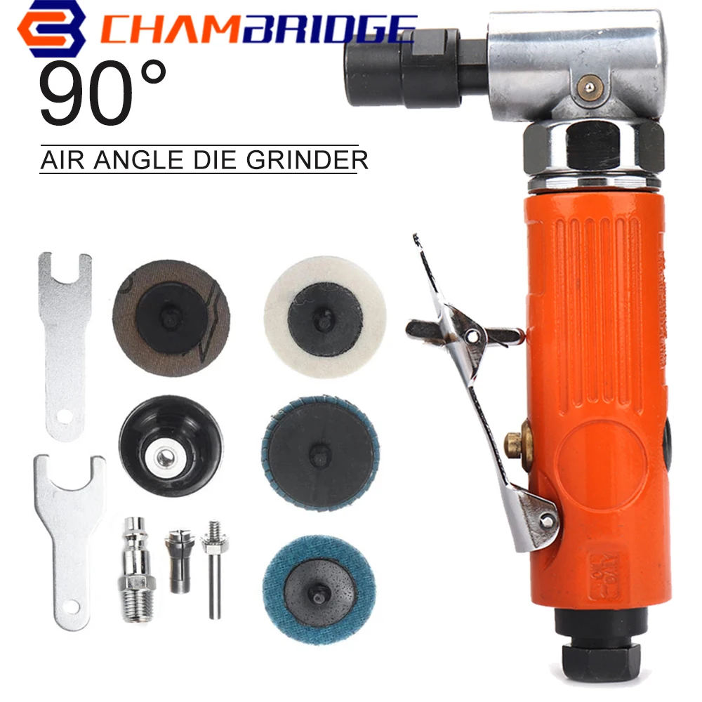 Air Angle Die Grinder 1/4 inch 90 Degree Pneumatic Grinding Polisher With 2inch Sanding Discs Set Rotation Tool Accessories