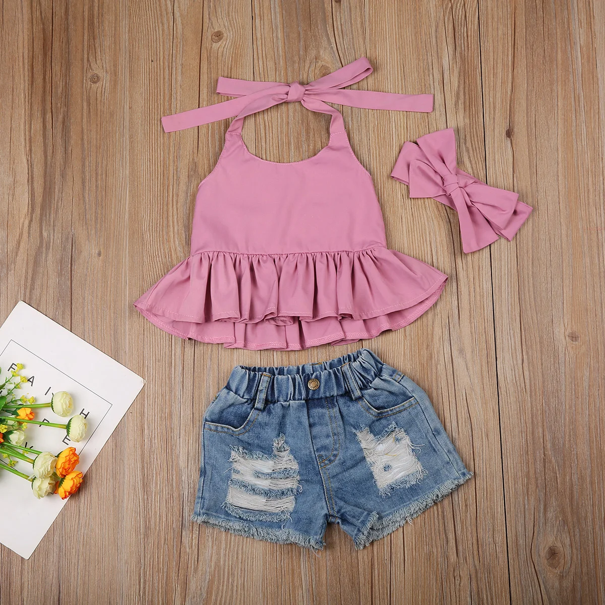 

2pcs Girls Sleeveless Clothes Sets Princess Halter Blouse Tops+cute Shorts Toddler Baby Clothing Summer Clothing 1-6y Kids