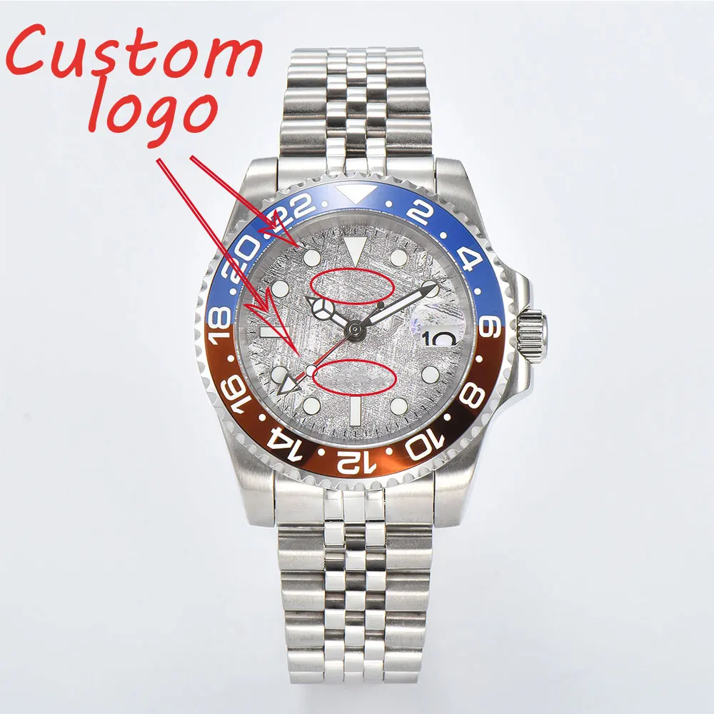 Мужские водонепроницаемые автоматические часы 40 мм NH34 GMT нержавеющая сталь 316L