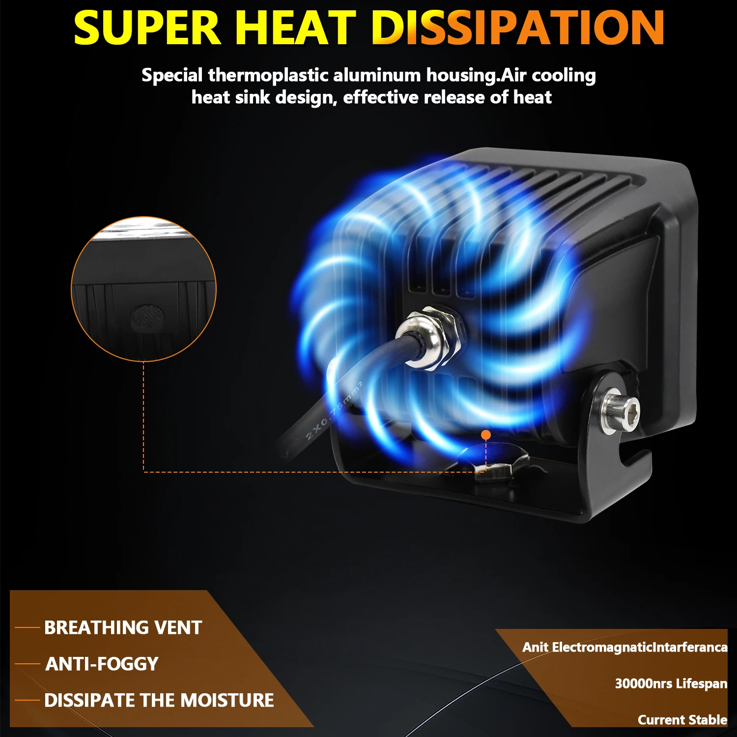 2X светодиодный рабочий фонарь прожектор для бездорожья противотуманный