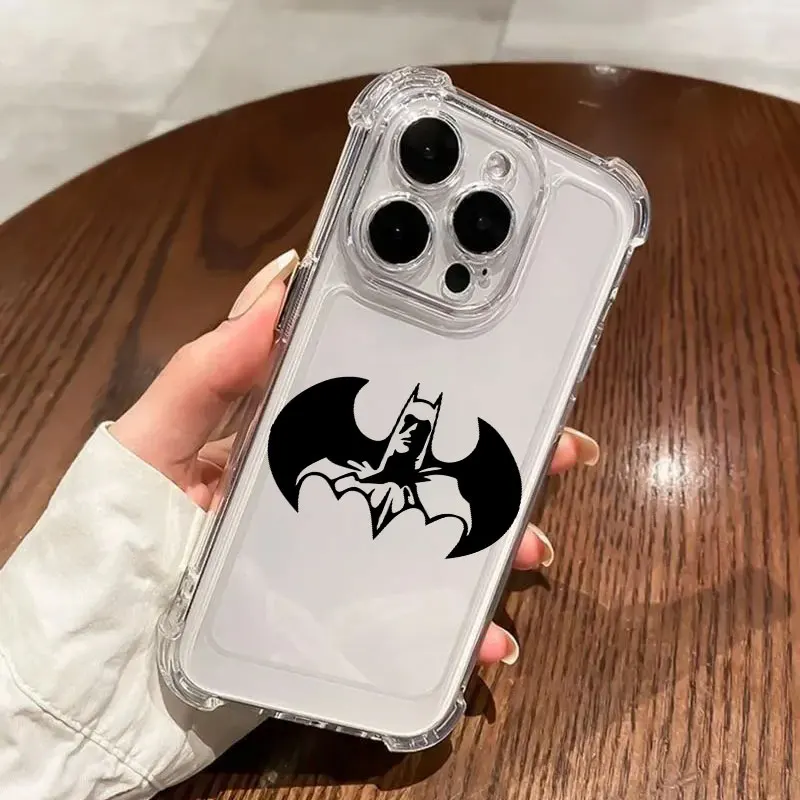 Фото Крутой чехол для телефона с символом Бэтмена для iPhone 17, 16e, 16, 15, 14, 13, 12, 11 Mini, Air, Pro, Max, X, XR, 7, 8 Plus, противоударный, прозрачный №5