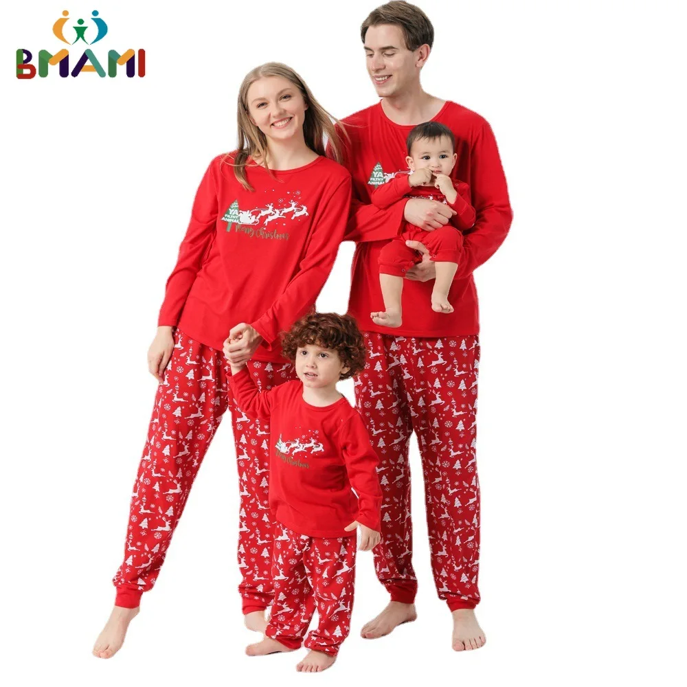 Kids Merry Christmas Cartoon Pajamas Sets Tree Pants Family Matching Sleepwear Set 2piece Christmas Family Soft Homewear Sets