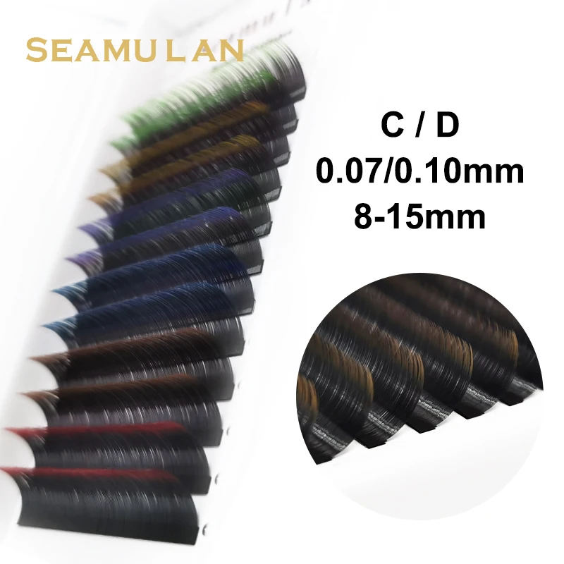 

Gradient Red Green Blue Purple Color Eyelash Extension Ombre Colored Lashes Makeup Tool Mix Length