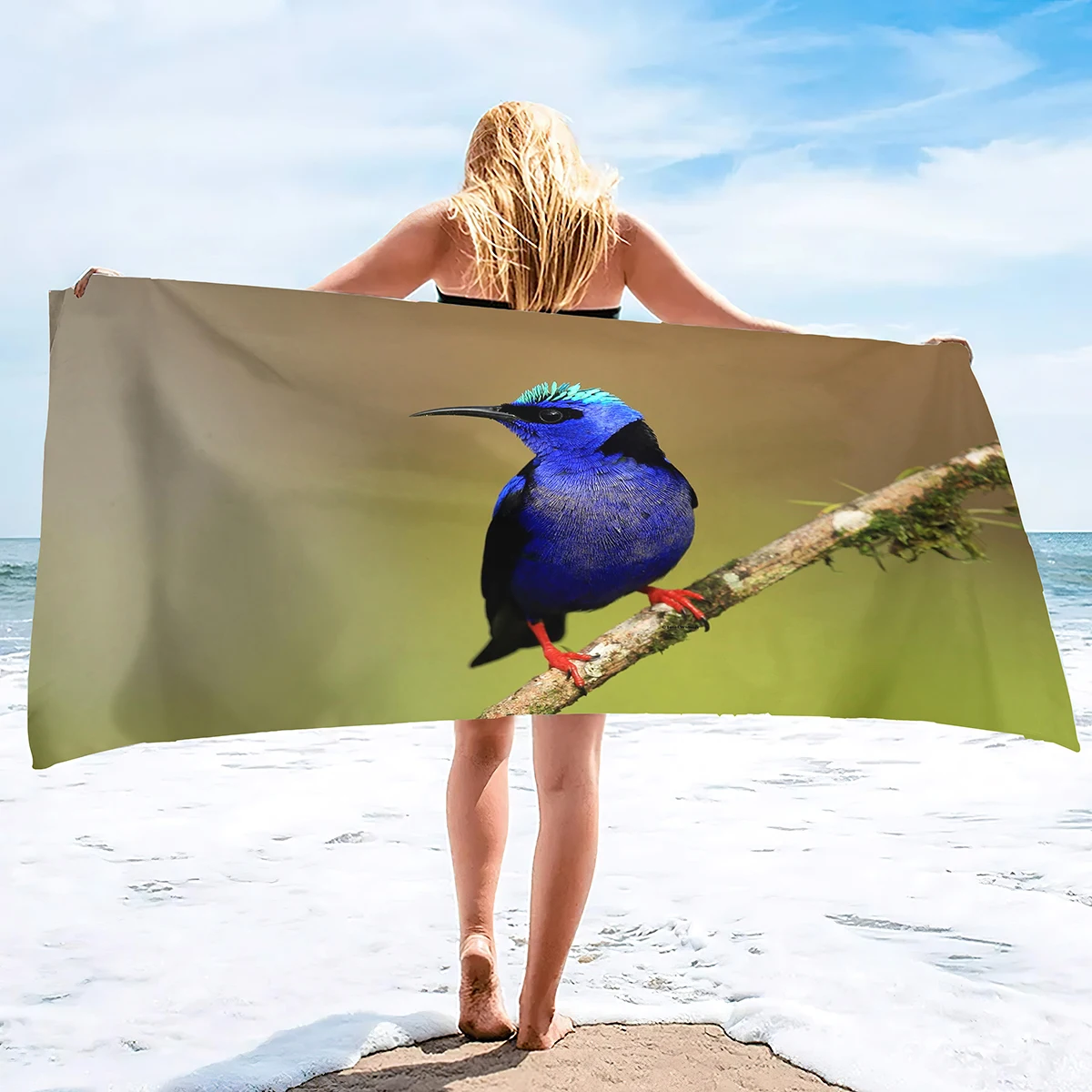 

Большое пляжное полотенце с принтом редких птиц, очень быстросохнущее полотенце для детей и взрослых, подарок