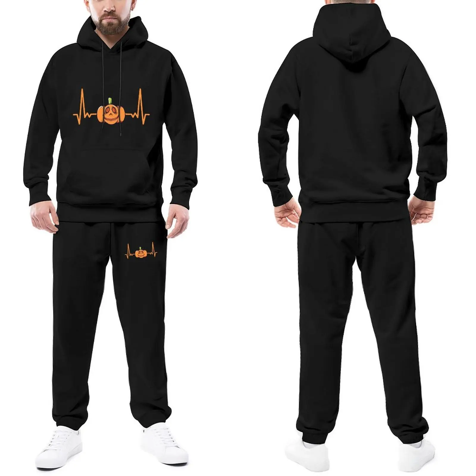

Trapstar Tracksuits Spooky Halloween Pumpkin Hooded Suits Heartbeat Hooded Suits Oversize Casual Jogger Sportswear Sweatsuits