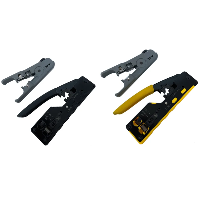 

CAT5 CAT6 Pass Through Crimper Crimping Tool For Standard RJ45 RJ12 Connectors CAT6A Shielded Modular Plugs