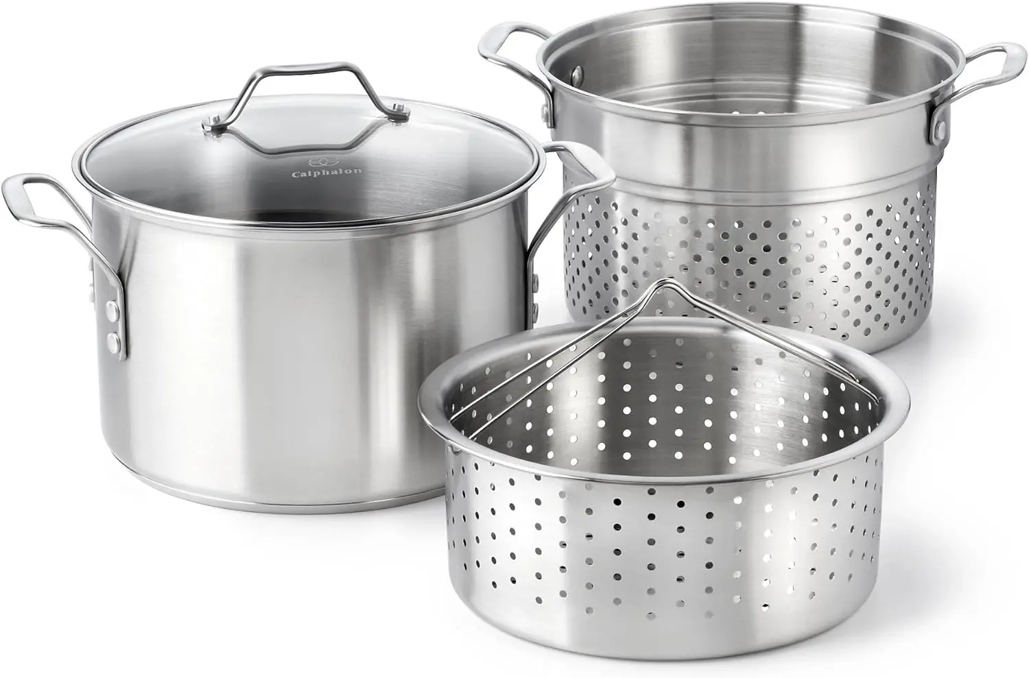 

Stainless Steel 8 quart Stock Pot with Steamer and Pasta Insert Sauce dish Green dishes Restaurant plates Modern plates